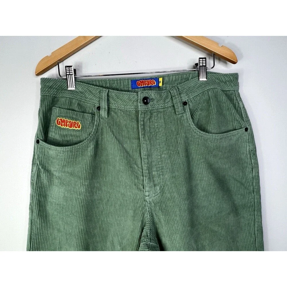 Empyre Loose Fit Mens 33 Green Corduroy Skate Pants measures 35x29 Y2K 90s